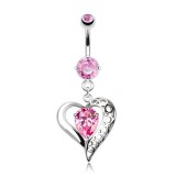 Piercing nombril coeur 23 - Zircone coloré