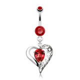 Piercing nombril coeur 23 - Zircone coloré