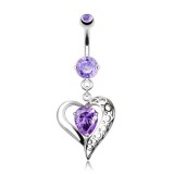 Piercing nombril coeur 23 - Zircone coloré