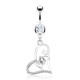 Piercing nombril coeur avec pendentif coeur ouvert gris (42)