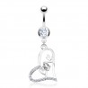 Piercing nombril coeur avec pendentif coeur ouvert gris (42)