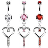Piercing nombril coeur 74 - Creux strass