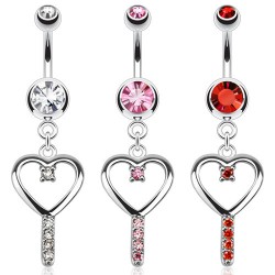 Piercing nombril coeur 74 - Creux strass