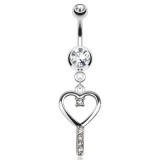 Piercing nombril coeur 74 - Creux strass