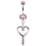 Piercing nombril coeur 74 - Creux strass