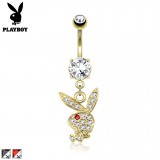 Piercing nombril Playboy 02 - Lapin plaqué-or pendant