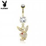 Piercing nombril Playboy 02 - Lapin plaqué-or pendant
