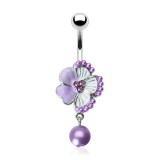 Piercing nombril fleur 03 - Hibiscus et perle