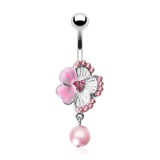 Piercing nombril fleur 03 - Hibiscus et perle