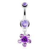 Piercing nombril fleur 07 - Rose et strass