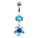 Piercing nombril fleur 07 - Rose et strass