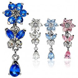 Piercing nombril fleur 35 - Inversé tige titane