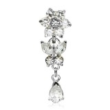 Piercing nombril fleur 35 - Inversé tige titane