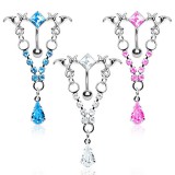 Piercing nombril inversé 03 - Chaine et strass