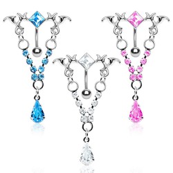 Piercing nombril inversé 03 - Chaine et strass