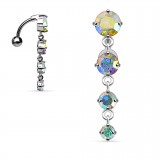 Piercing nombril inversé 11 - Quatre strass ronds