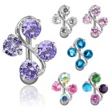 Piercing nombril inversé 33 - Quatre strass