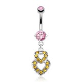 Piercing nombril 1.2mm 05 - Double coeur
