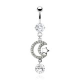 Piercing nombril étoile 16 - Lune et cercle