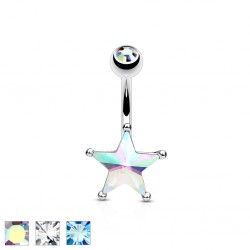 Piercing nombril étoile 10 - Cristal et strass