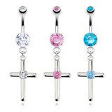 Piercing nombril croix 07 - Un strass central