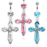 Piercing nombril croix 15 - Beaux zircones
