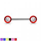 Piercing téton barbell 05 - Boules UV strass transparents
