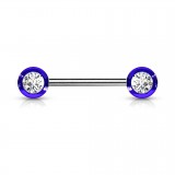 Piercing téton barbell 05 - Boules UV strass transparents