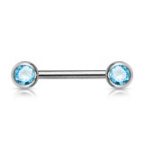 Piercing téton barbell 06 - Strass avec tige de 16mm