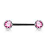 Piercing téton barbell 06 - Strass avec tige de 16mm