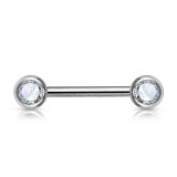 Piercing téton barbell 06 - Strass avec tige de 16mm