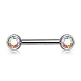 Piercing téton barbell 06 - Strass avec tige de 16mm