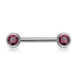 Piercing téton barbell 06 - Strass avec tige de 16mm