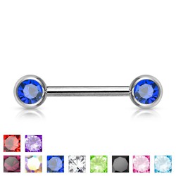 Piercing téton barbell 06 - Strass avec tige de 16mm