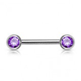 Piercing téton barbell 06 - Strass avec tige de 16mm