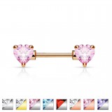 Piercing téton barbell 07 - Zircone coeur