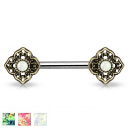 Piercing téton barbell 31 - Vintage bronze opalite A