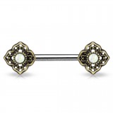 Piercing téton barbell 31 - Vintage bronze opalite A