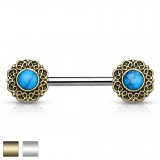 Piercing téton barbell 34 - Vintage turquoise A