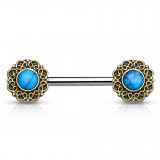 Piercing téton barbell 34 - Vintage turquoise A