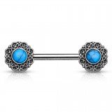 Piercing téton barbell 34 - Vintage turquoise A