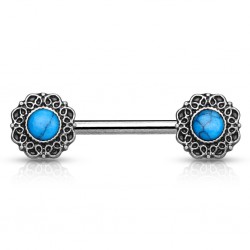 Piercing téton barbell 34 - Vintage turquoise A