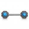 Piercing téton barbell 34 - Vintage turquoise A