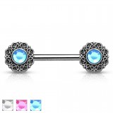 Piercing téton barbell 49 - Vintage gris B
