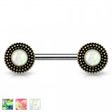 Piercing téton barbell 60 - Vintage bronze opalite C