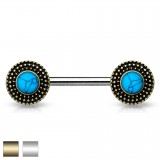 Piercing téton barbell 51 - Vintage turquoise B