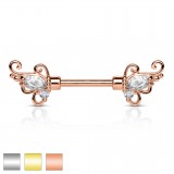 Piercing téton barbell 65 - Deluxe zircones