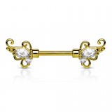 Piercing téton barbell 65 - Deluxe zircones