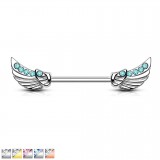 Piercing téton barbell 88 - Ailes strass colorés