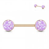 Piercing téton barbell 95 - Gold-ip rose druzy stone